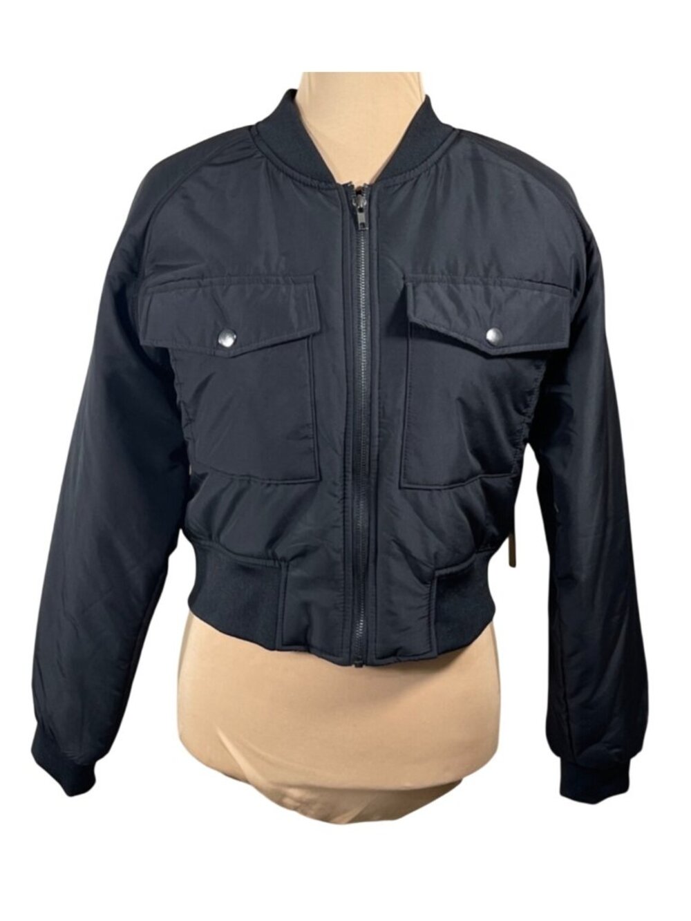 New No Boundaries Jacket Cropped Bomber Black Size L Large (11-13) Full Zip